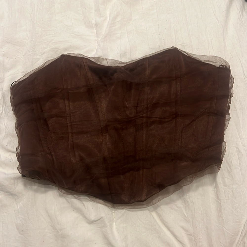Brown strapless top